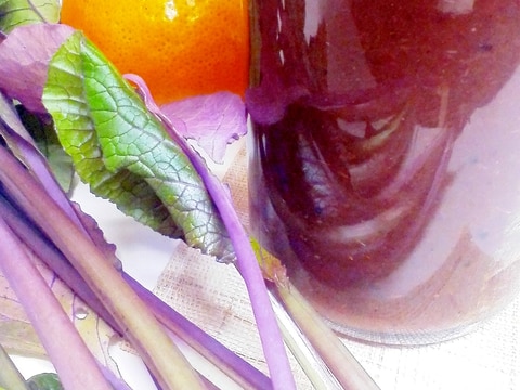 紫小松菜×みかん×キウイのグリーンスムージー♪